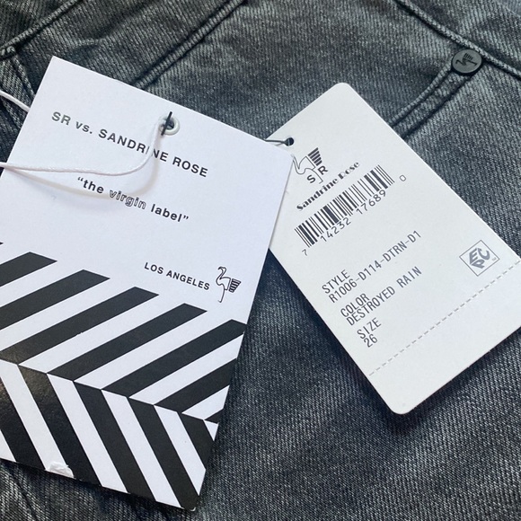 (A55) Free People x Sandrine Rose Destroyed Rain Straight Leg Jeans, Size 26 NWT - Picture 7 of 12